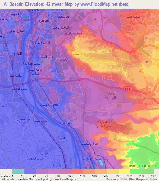 Al Basatin,Egypt Elevation Map