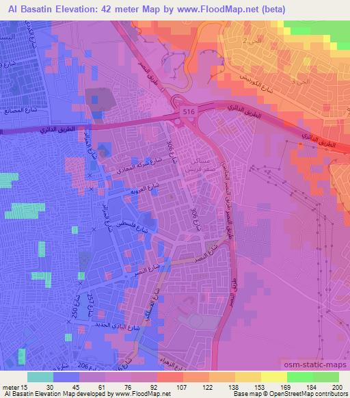 Al Basatin,Egypt Elevation Map