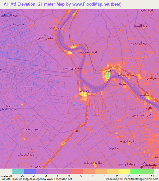 Al `Atf,Egypt Elevation Map