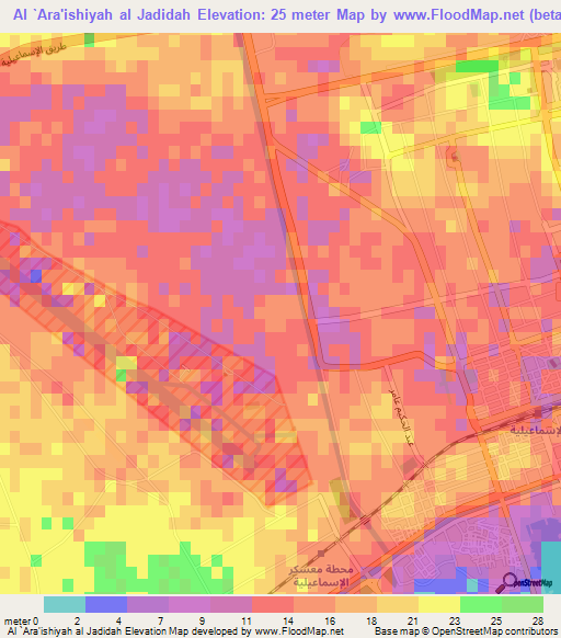 Al `Ara'ishiyah al Jadidah,Egypt Elevation Map