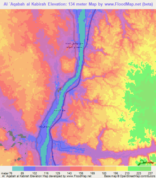 Al `Aqabah al Kabirah,Egypt Elevation Map