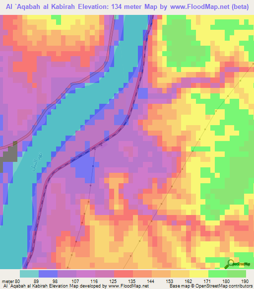 Al `Aqabah al Kabirah,Egypt Elevation Map