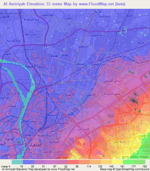 Al Amiriyah,Egypt Elevation Map