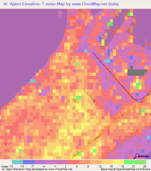 Al `Ajami,Egypt Elevation Map