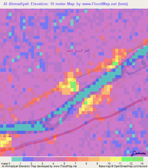 Al Ahmadiyah,Egypt Elevation Map