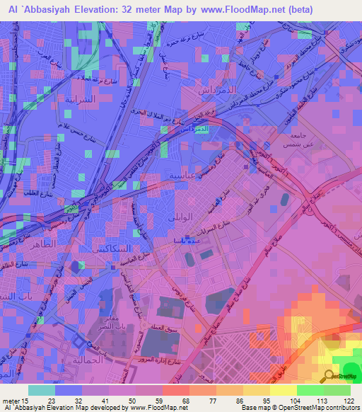 Al `Abbasiyah,Egypt Elevation Map