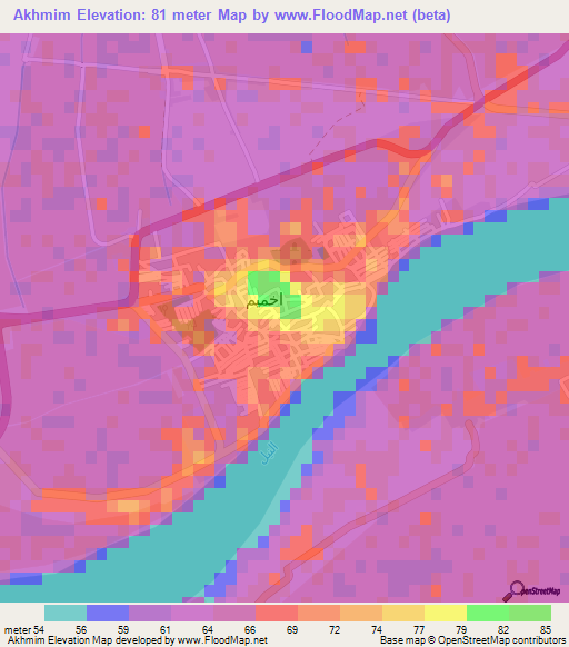 Akhmim,Egypt Elevation Map