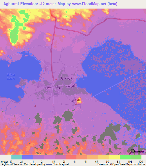 Aghurmi,Egypt Elevation Map