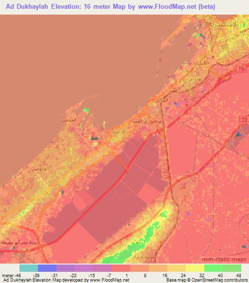 Ad Dukhaylah,Egypt Elevation Map