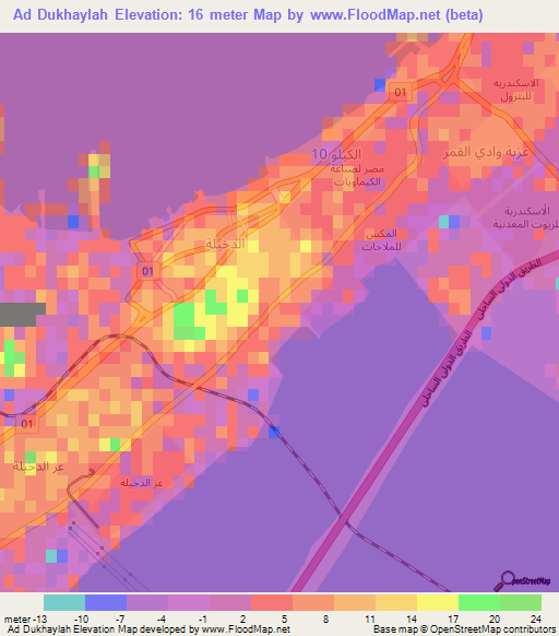 Ad Dukhaylah,Egypt Elevation Map