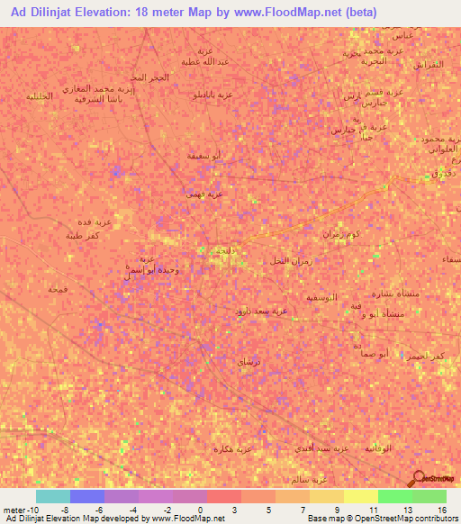 Ad Dilinjat,Egypt Elevation Map