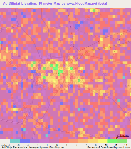 Ad Dilinjat,Egypt Elevation Map
