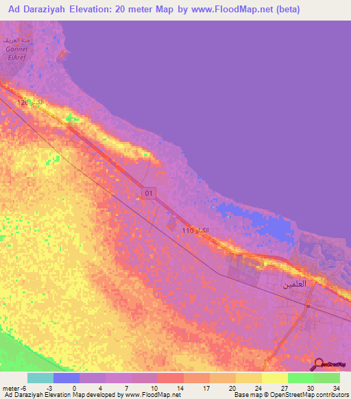 Ad Daraziyah,Egypt Elevation Map