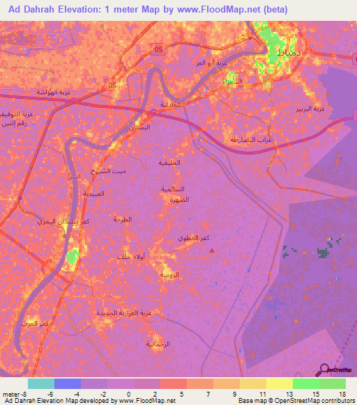 Ad Dahrah,Egypt Elevation Map