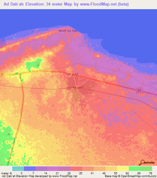 Ad Dab`ah,Egypt Elevation Map