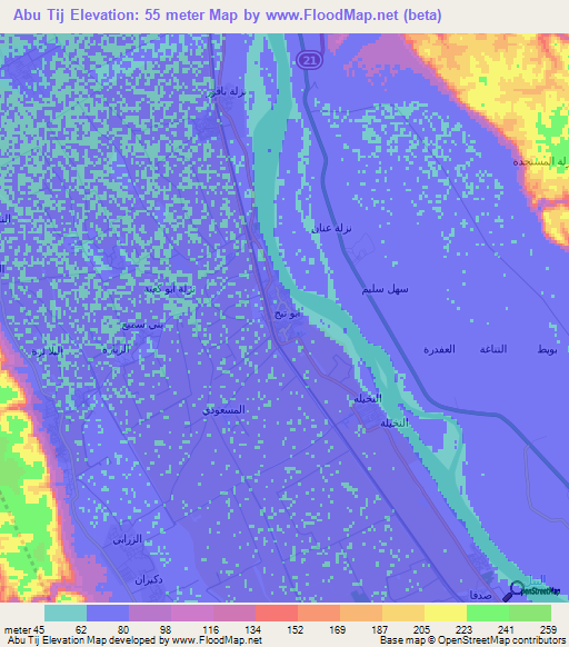 Abu Tij,Egypt Elevation Map