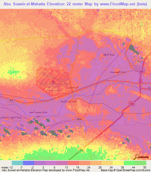 Abu Suweir-el-Mahatta,Egypt Elevation Map