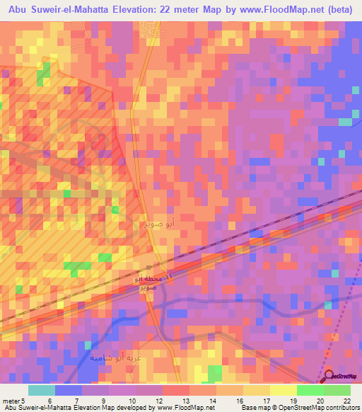 Abu Suweir-el-Mahatta,Egypt Elevation Map