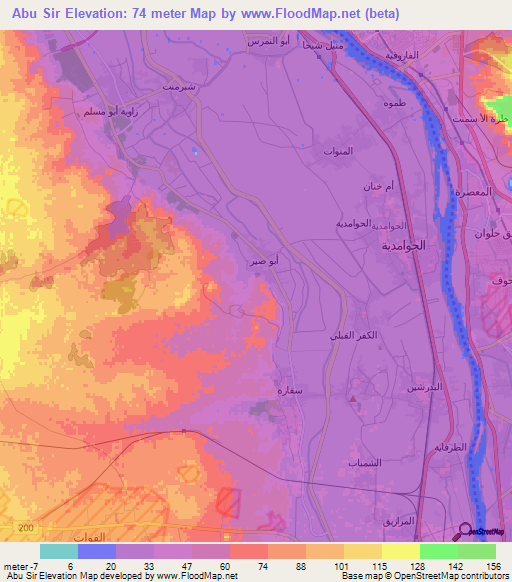 Abu Sir,Egypt Elevation Map