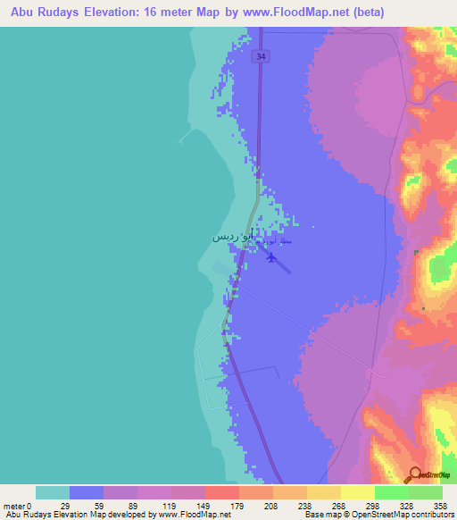 Abu Rudays,Egypt Elevation Map