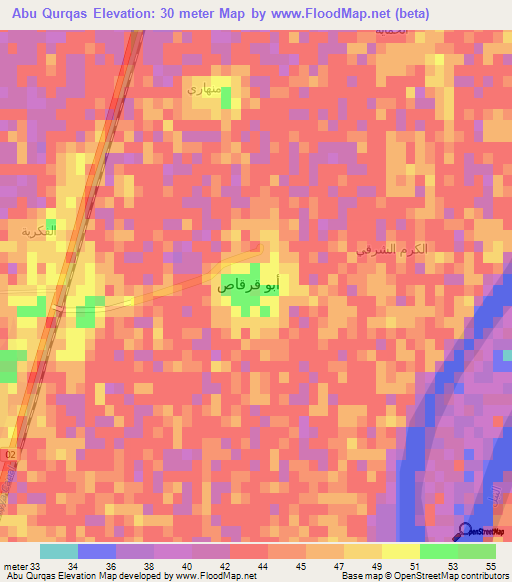 Abu Qurqas,Egypt Elevation Map