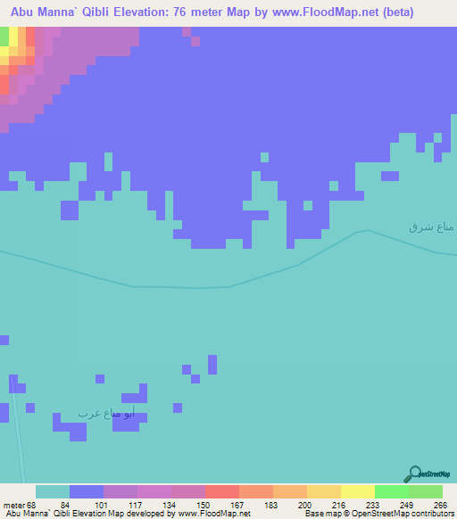 Abu Manna` Qibli,Egypt Elevation Map