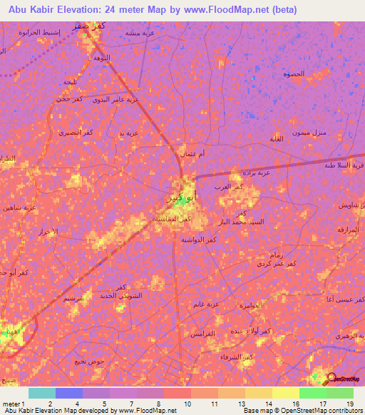 Abu Kabir,Egypt Elevation Map