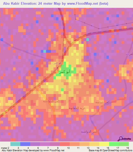 Abu Kabir,Egypt Elevation Map