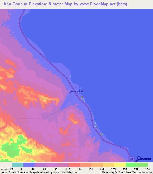 Abu Ghusun,Egypt Elevation Map