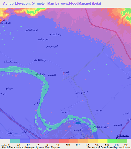 Abnub,Egypt Elevation Map