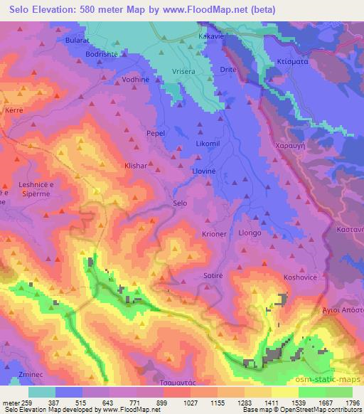 Selo,Albania Elevation Map