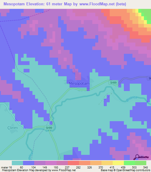 Mesopotam,Albania Elevation Map