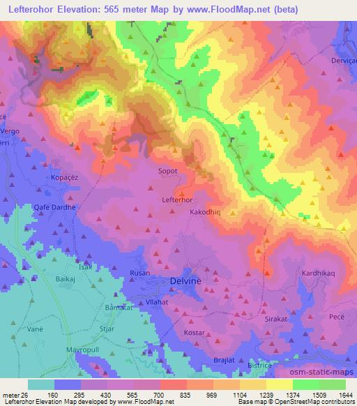 Lefterohor,Albania Elevation Map