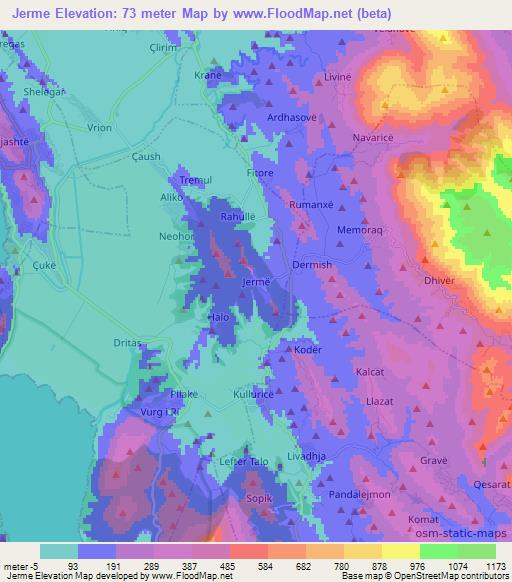 Jerme,Albania Elevation Map