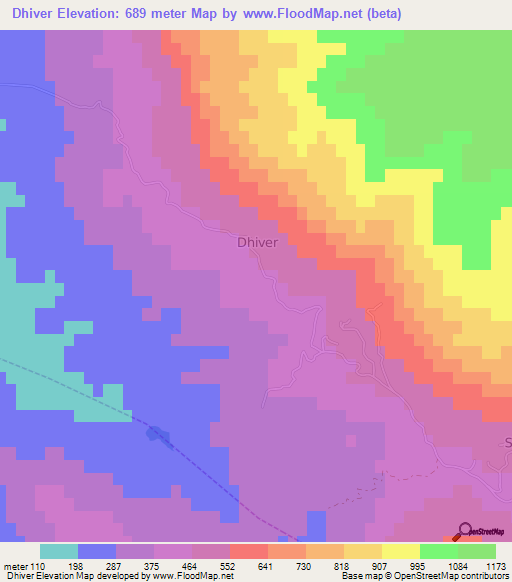 Dhiver,Albania Elevation Map