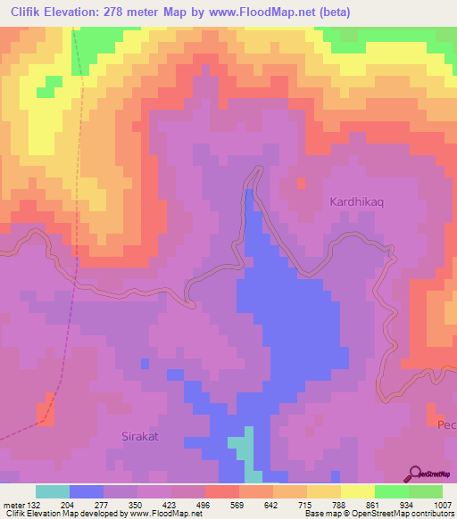 Clifik,Albania Elevation Map