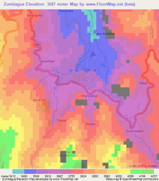 Zumbagua,Ecuador Elevation Map