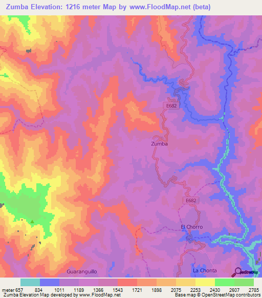 Zumba,Ecuador Elevation Map