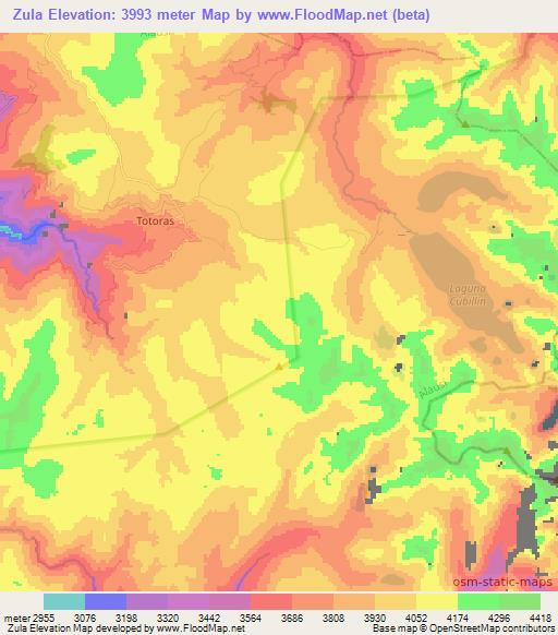 Zula,Ecuador Elevation Map