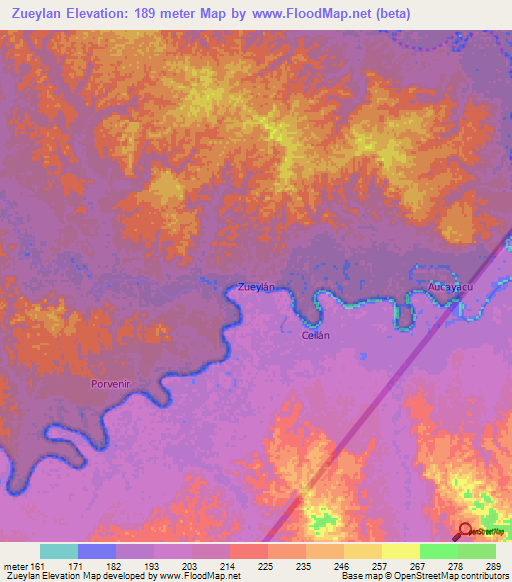 Zueylan,Ecuador Elevation Map