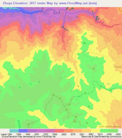 Zhuya,Ecuador Elevation Map