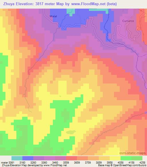 Zhuya,Ecuador Elevation Map