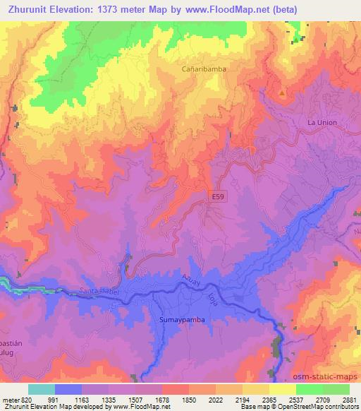 Zhurunit,Ecuador Elevation Map