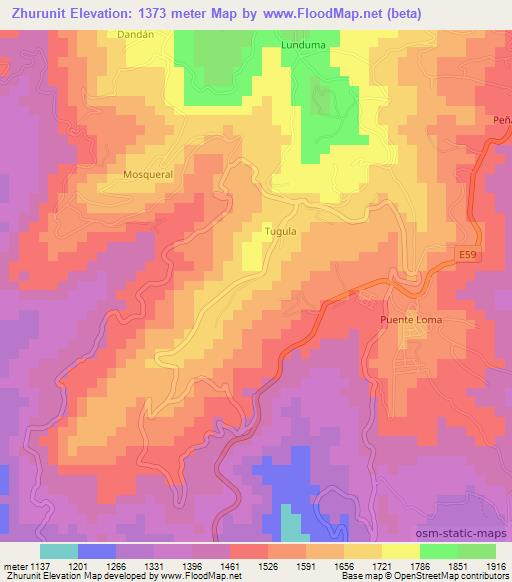 Zhurunit,Ecuador Elevation Map