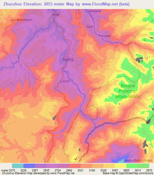 Zhuczhuc,Ecuador Elevation Map