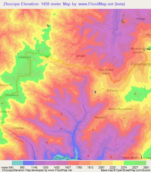 Zhocopa,Ecuador Elevation Map