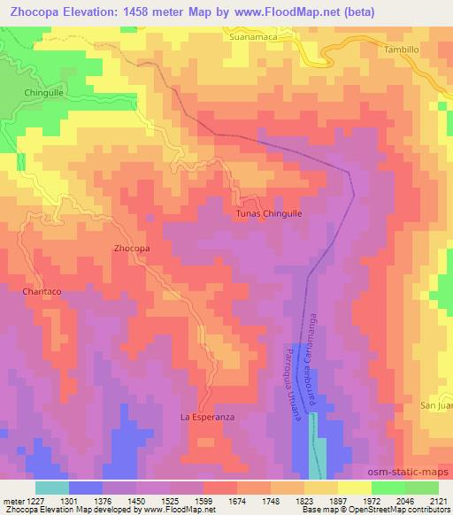 Zhocopa,Ecuador Elevation Map