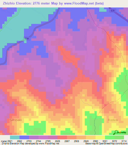 Zhizhio,Ecuador Elevation Map