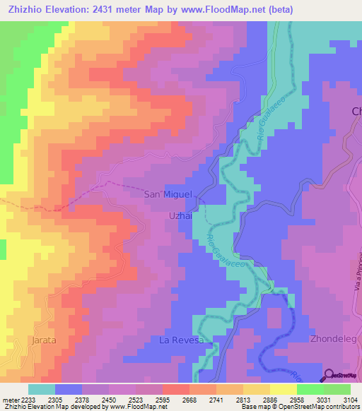 Zhizhio,Ecuador Elevation Map