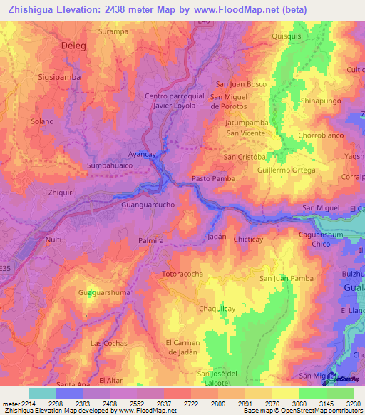 Zhishigua,Ecuador Elevation Map